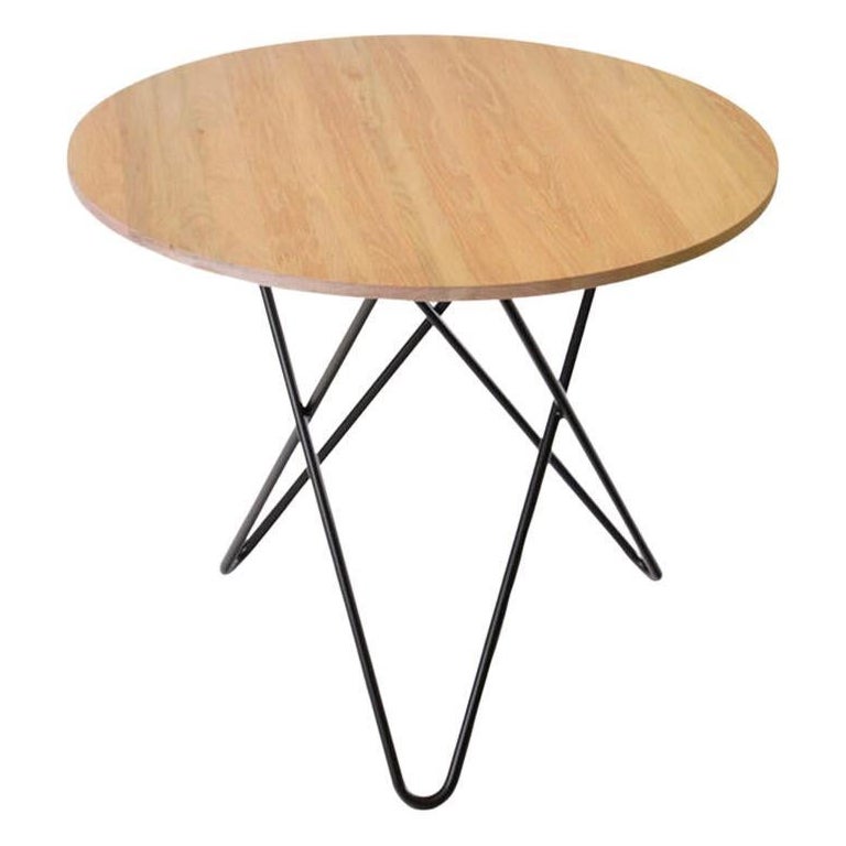 Oak Wood and Black Steel Dining O Table by OxDenmarq For Sale