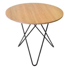 Oak Wood and Black Steel Dining O Table by OxDenmarq