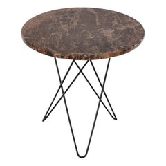 Brown Emperador Marble and Black Steel Tall Mini O Table by Ox Denmarq