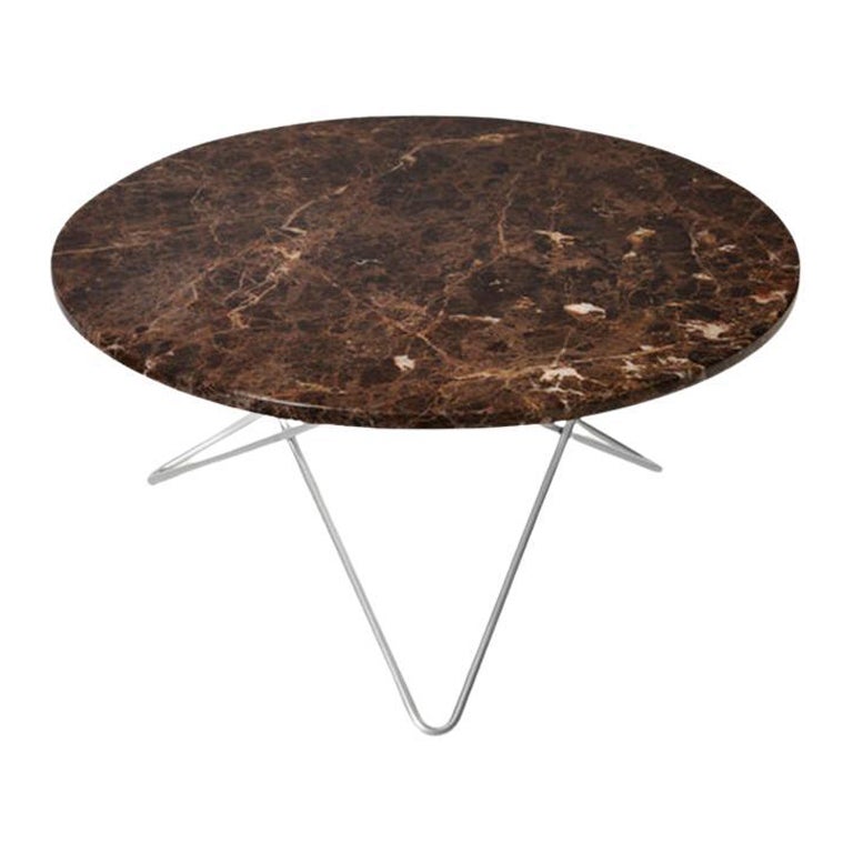 Emperador-Tisch „O“ aus braunem Marmor und Stahl von OxDenmarq