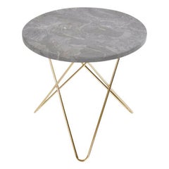 Grey Marble and Brass Mini O Table by OxDenmarq