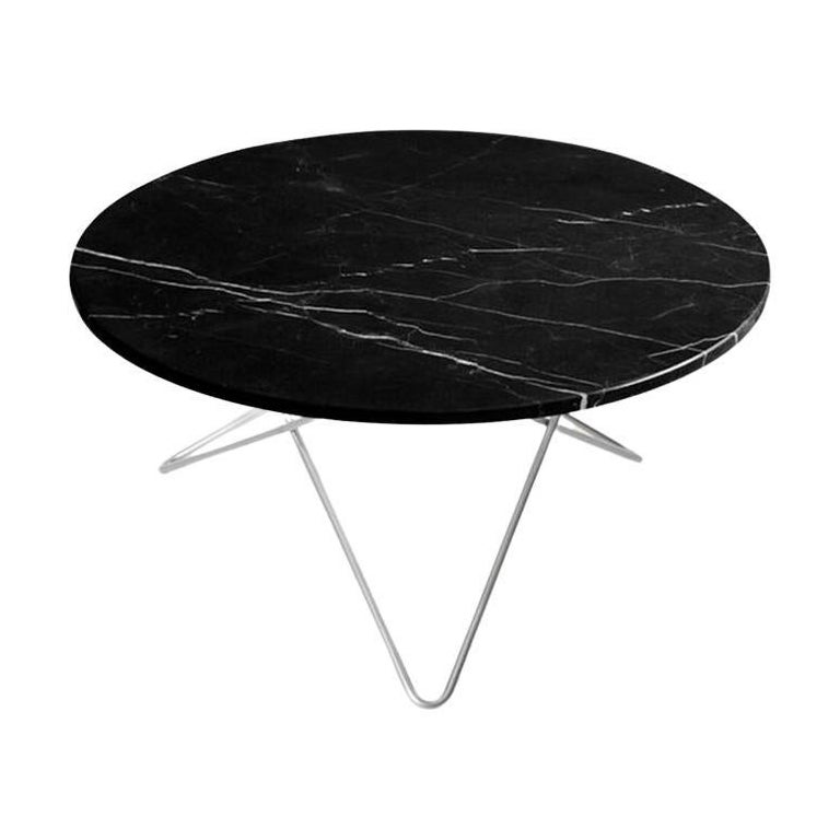 Table « O » en marbre noir Marquina et acier d'OxDenmarq en vente