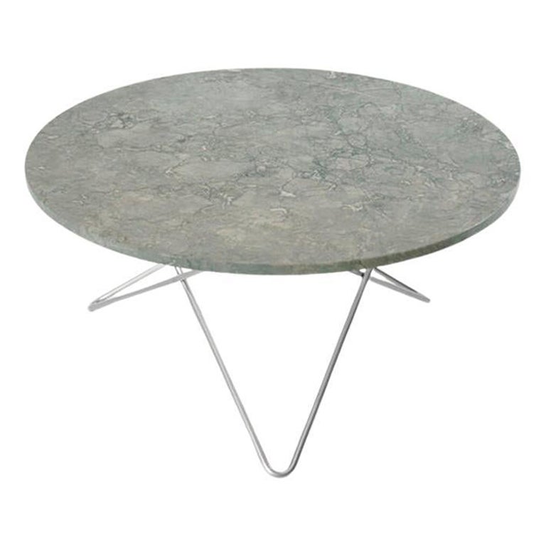 Table "O" en marbre gris et acier d'OxDenmarq