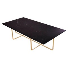 Black Marquina Marble and Brass Large Ninety Table by Ox Denmarq