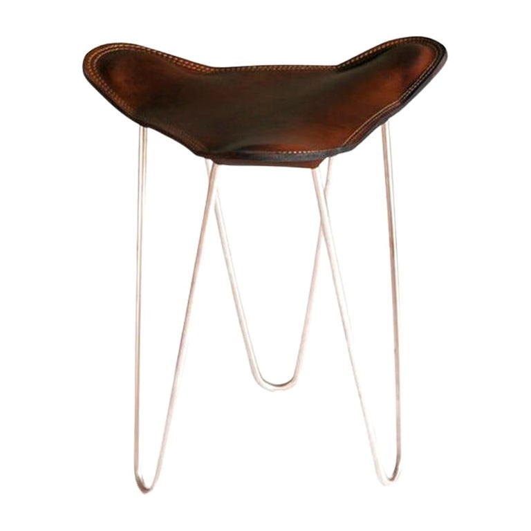 Mocca and Steel Trifolium Stool by Ox Denmarq For Sale