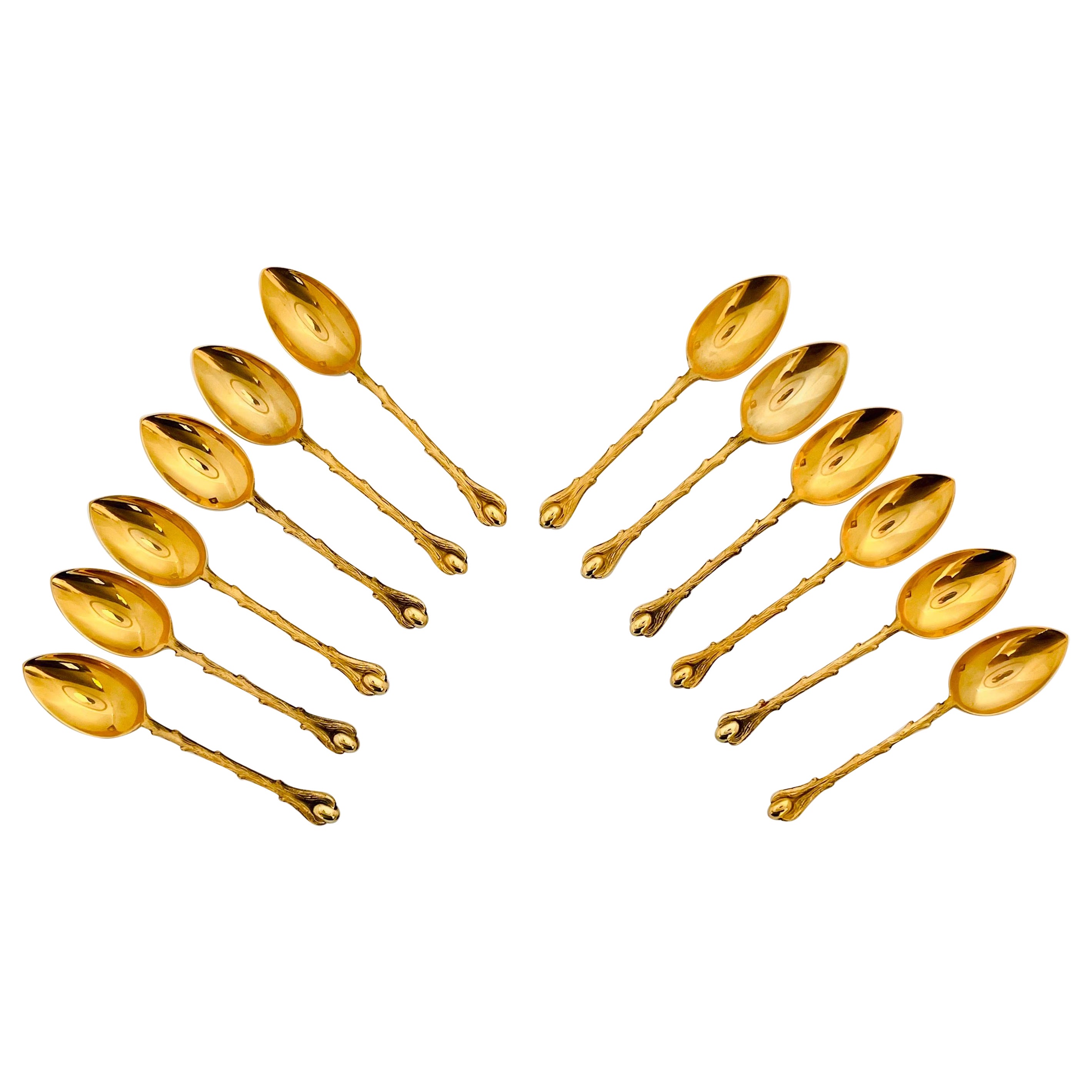  Teaspoons 12 Items gold covered by Saint Medard France 1950 For Sale