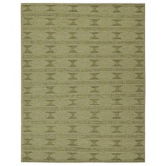 Rug & Kilim’s Scandinavian Style Kilim with Geometric Patterns in Tones of Green