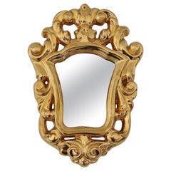 Vintage Marc Roussel Golden Ceramic Mirror, 1950s