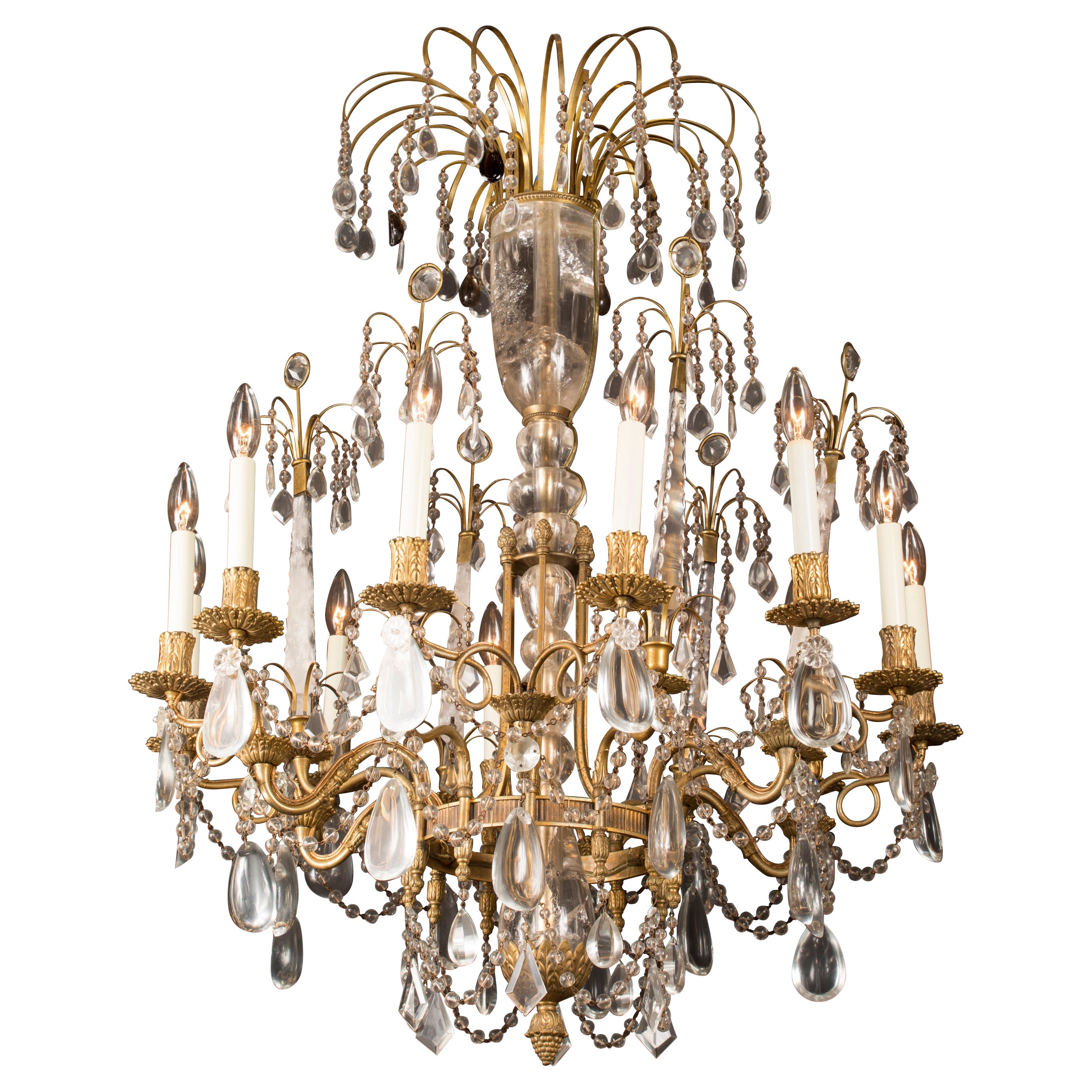 Rock Crystal and Bronze D’Ore Chandelier, Russian 19th Century For Sale