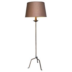 Spanish 1950s Dark Patinated Iron Floor Lamp