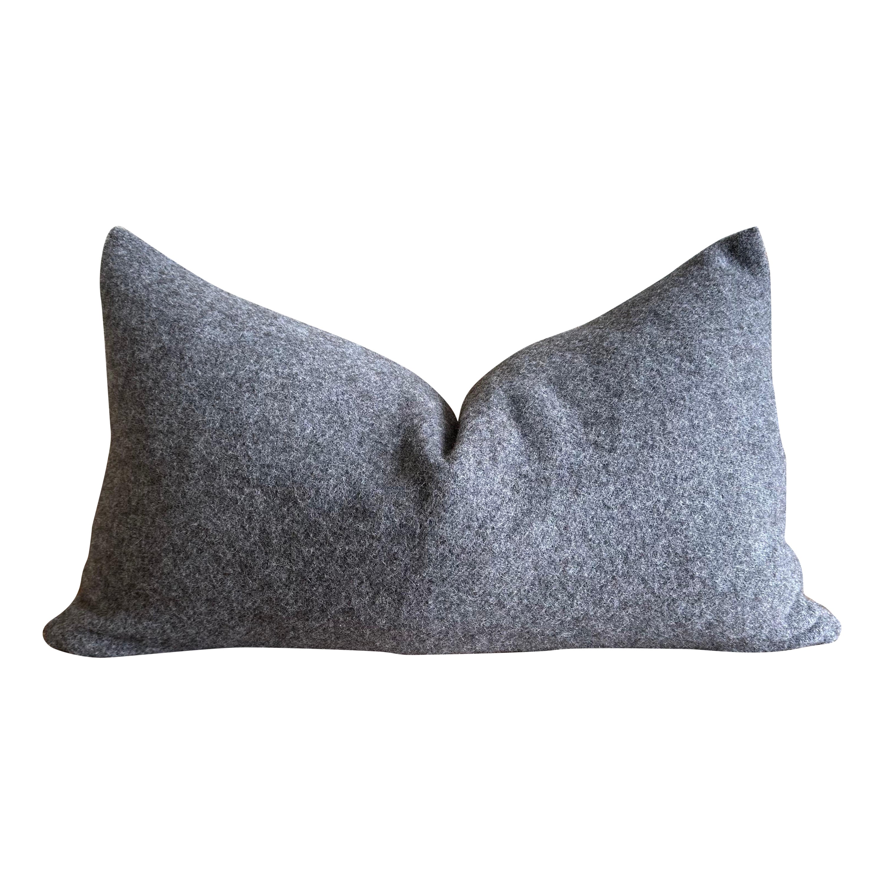 Custom Made Stone Alpaca Wool Lumbar Pillow with Insert
