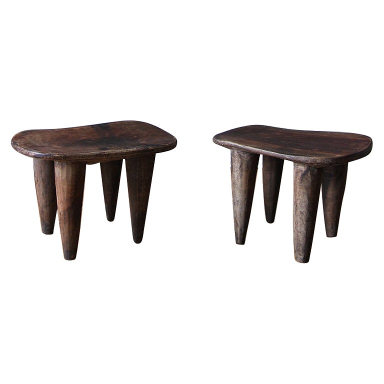 Pair of Raw African Senufo Large Side Tables  For Sale