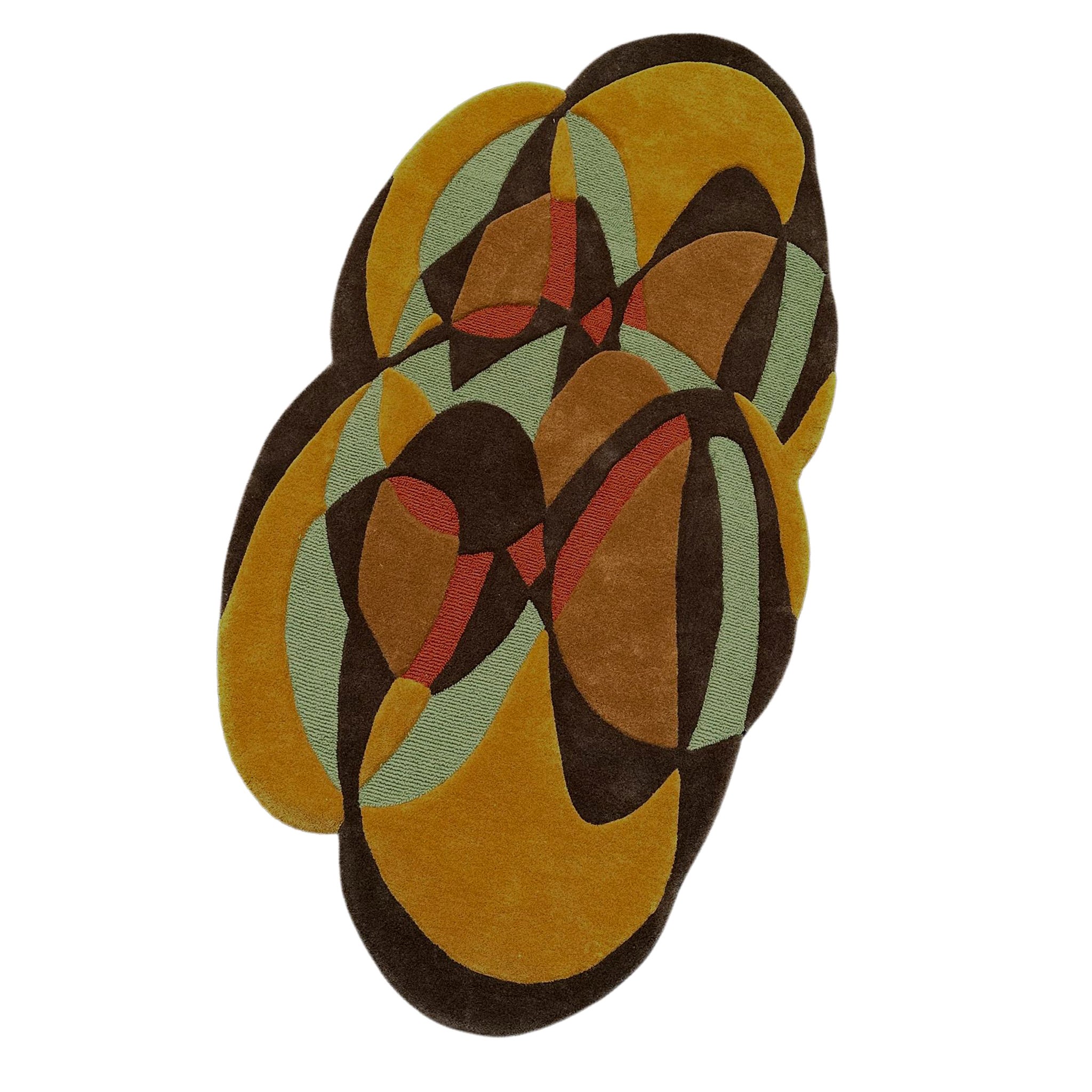 Handgetufteter Teppich „Honey Pie“ von RAG HOME in unregelmäßiger Form im Mid-Century-Stil