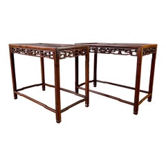 Pair of Antique Chinese Rosewood Side Tables from Hong Kong, circa 1920