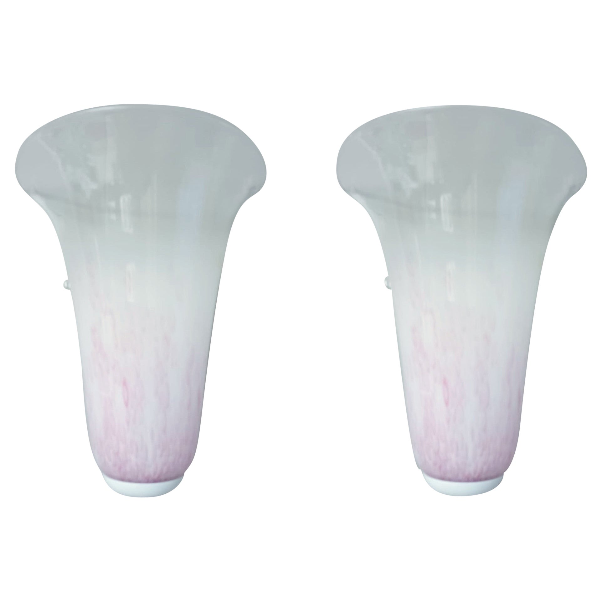 Pair of Pink Shield Sconces For Sale