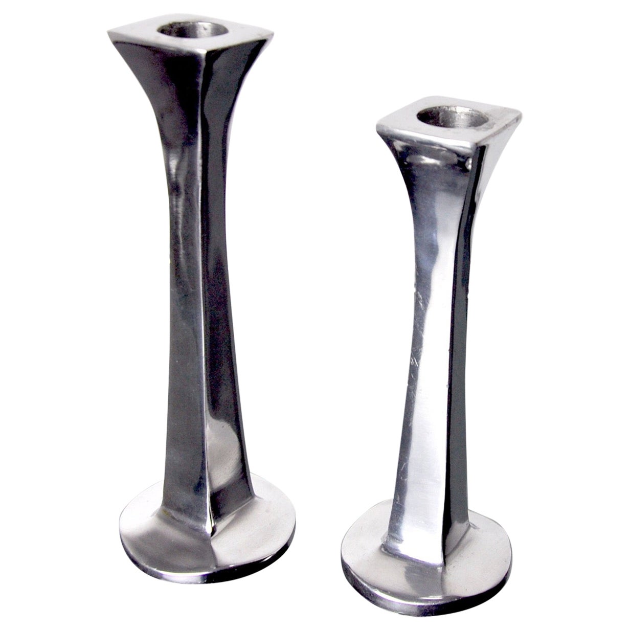 Pair of Brutalist Candlesticks by Arte3, 1980, Spain For Sale