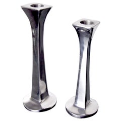 Vintage Pair of Brutalist Candlesticks by Arte3, 1980, Spain