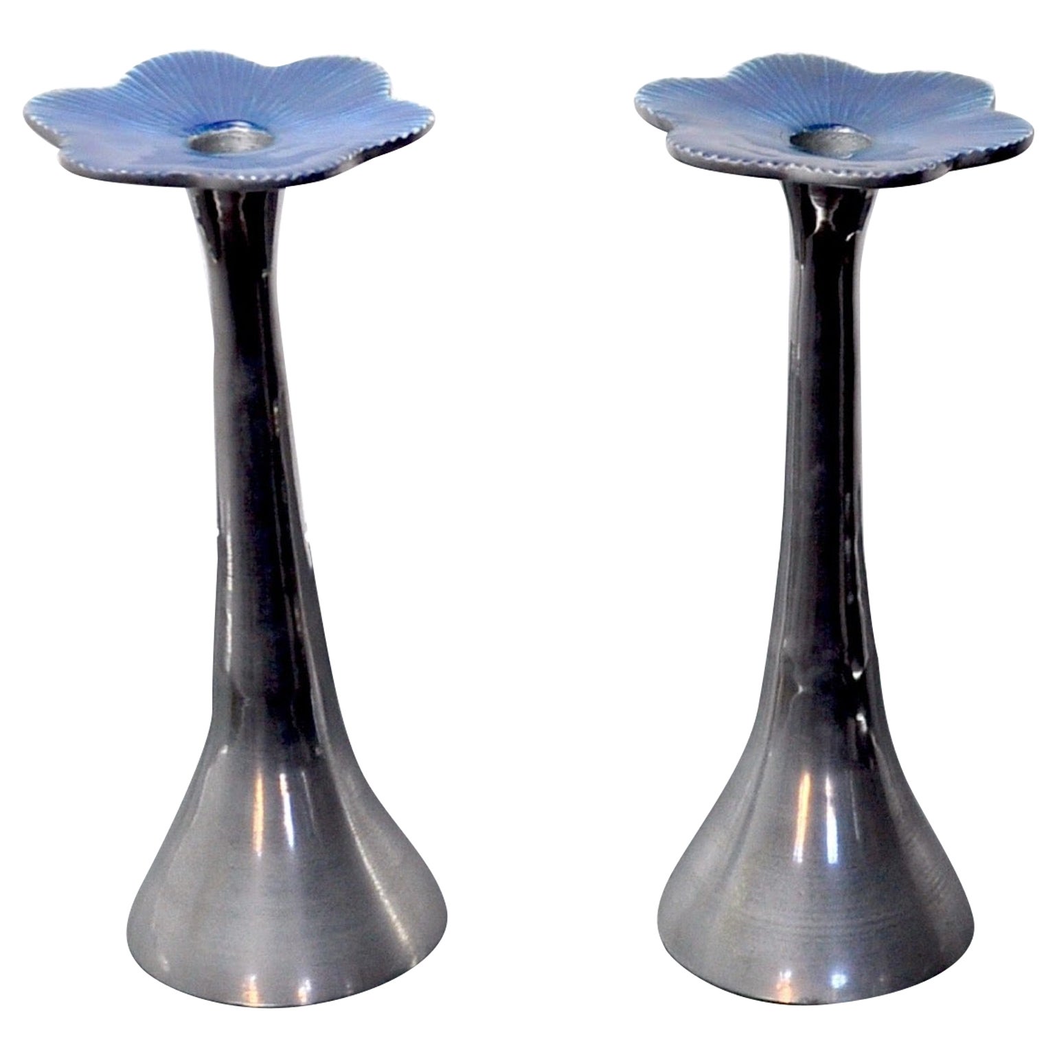 Pair of Floral Brutalist Candlesticks by David Marshall, 1980, Spain For Sale