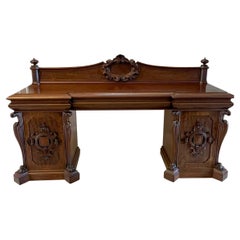 Large Magnificent Antique William IV Carved Mahogany Sideboard