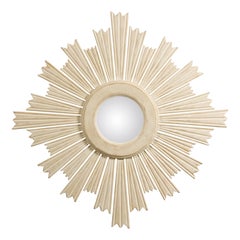Painted Wood Modern Custom Sunburst with Convex Mirror with Varying Rays