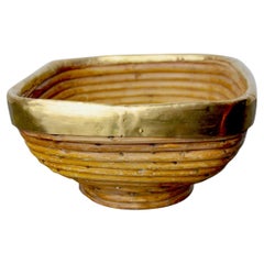 Empty Pocket in Rattan and Brass, Italy, 1970