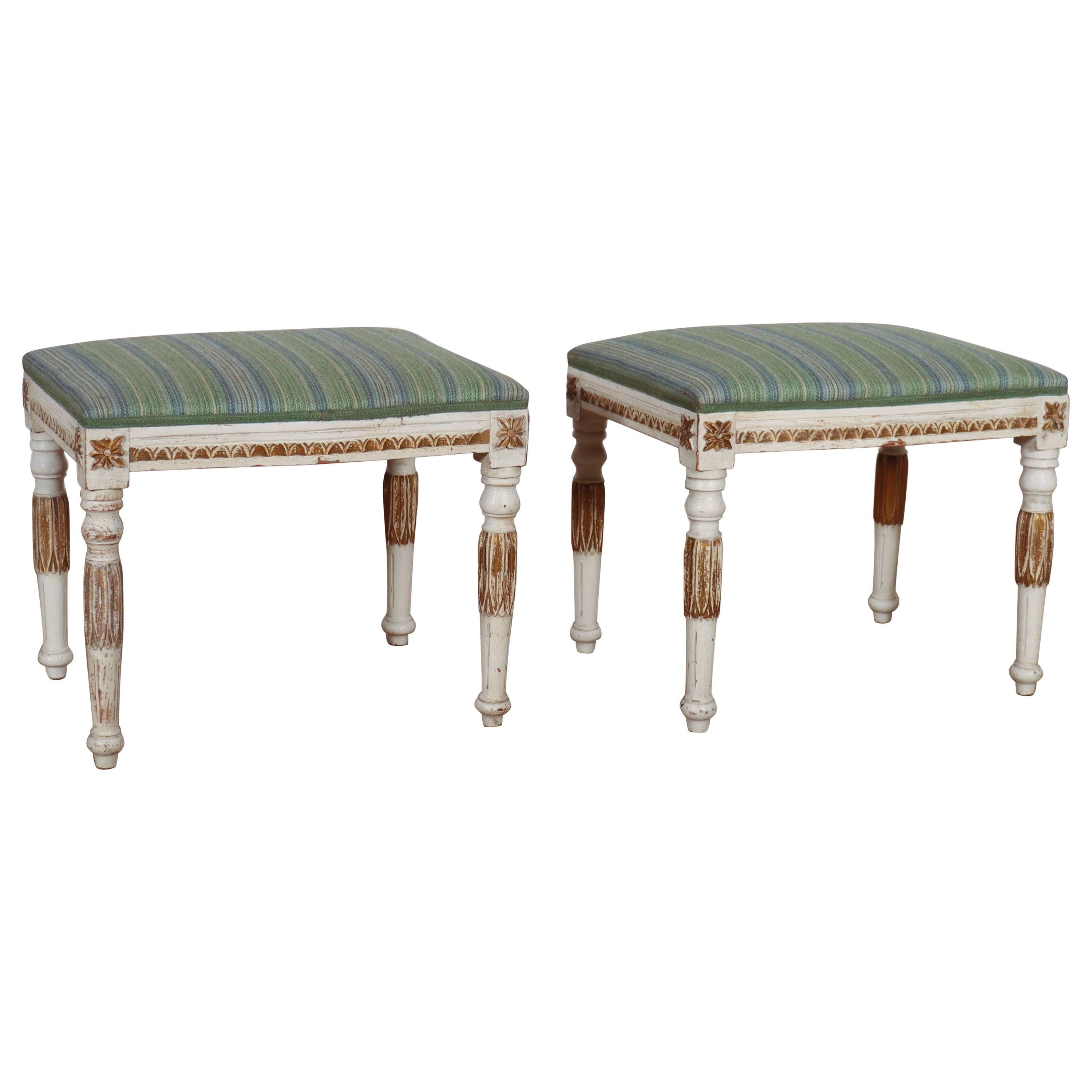 Pair of Painted Swedish Stools For Sale