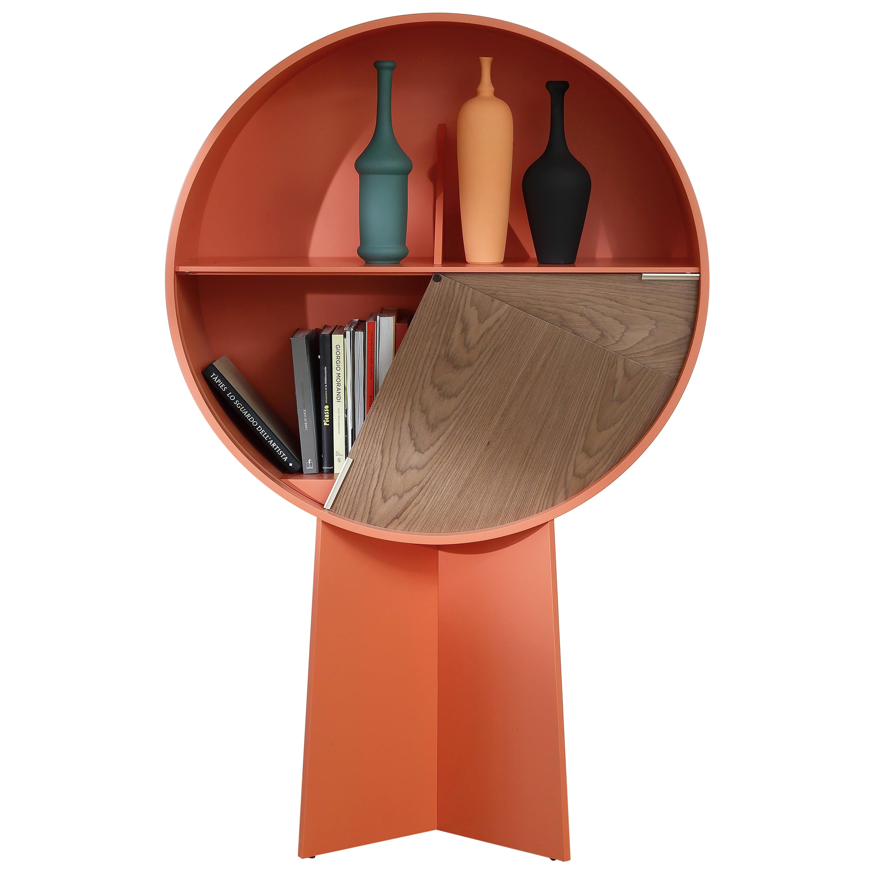 Orange Luna Walnut Cabinet by Patricia Urquiola For Sale