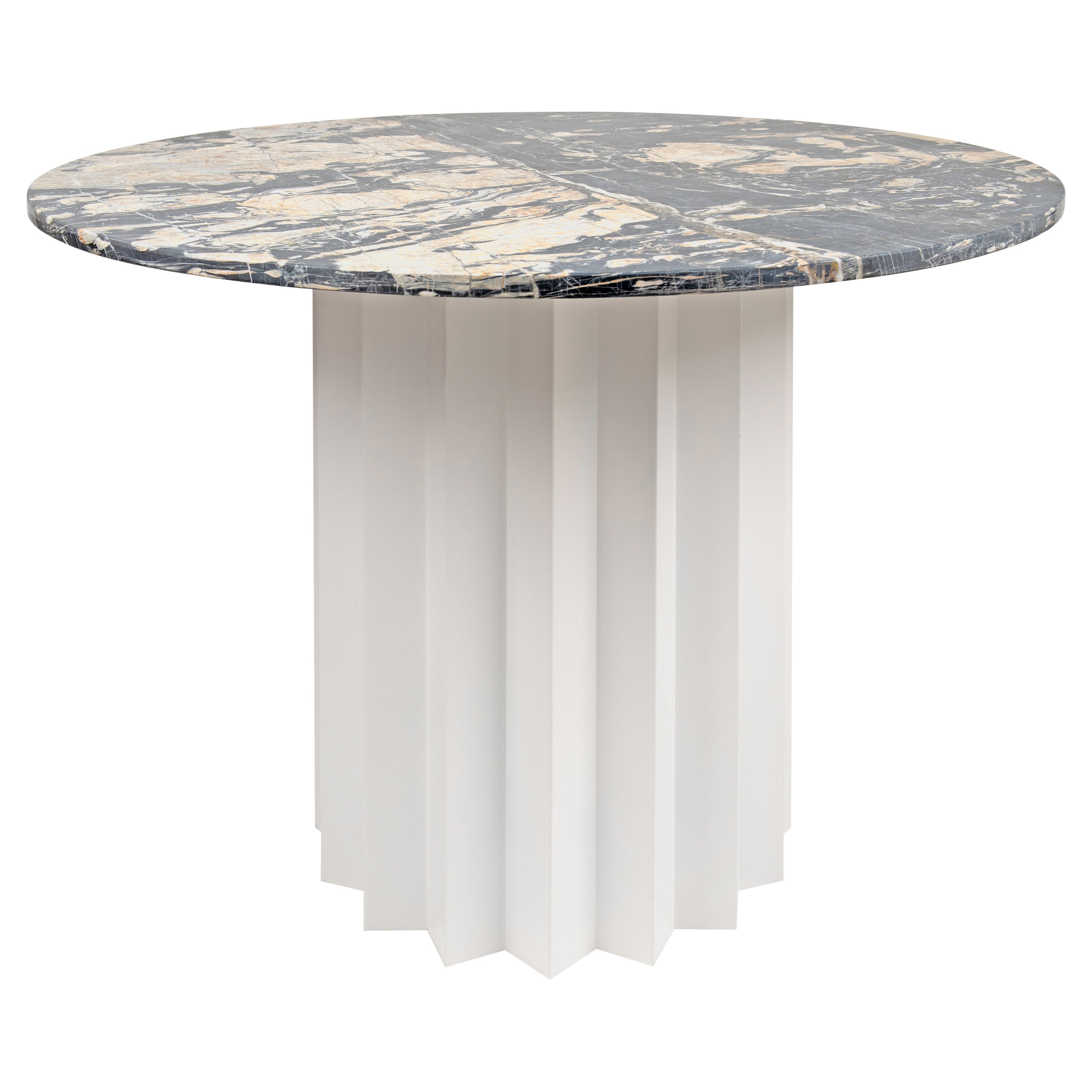 Contemporary Modern, Volume Marble Powder-Coated Metal Table For Sale