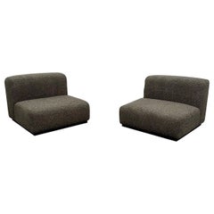 Retro Pair of Mid-Century Modern Stendig Lounge / Slipper Chairs, Gray Bouclé