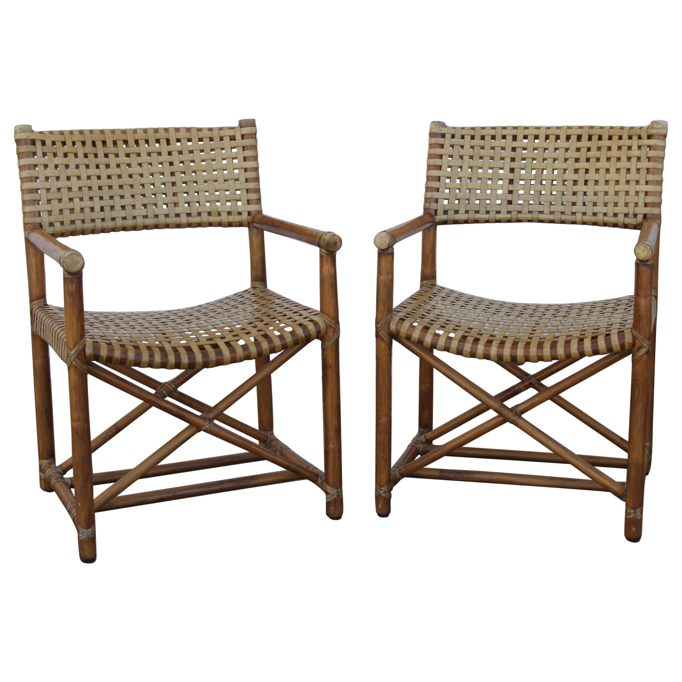 Pair McGuire MCLM45  Rattan Armchairs For Sale