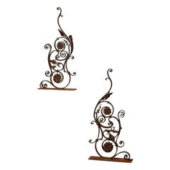 Two Decorative Wrought Iron Scrolling Brackets