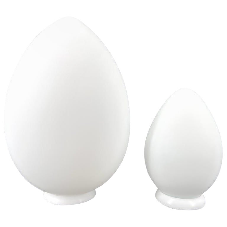 Murano glass Hand Blown White Egg Lamp Total White Medium and Small Table Lamp For Sale