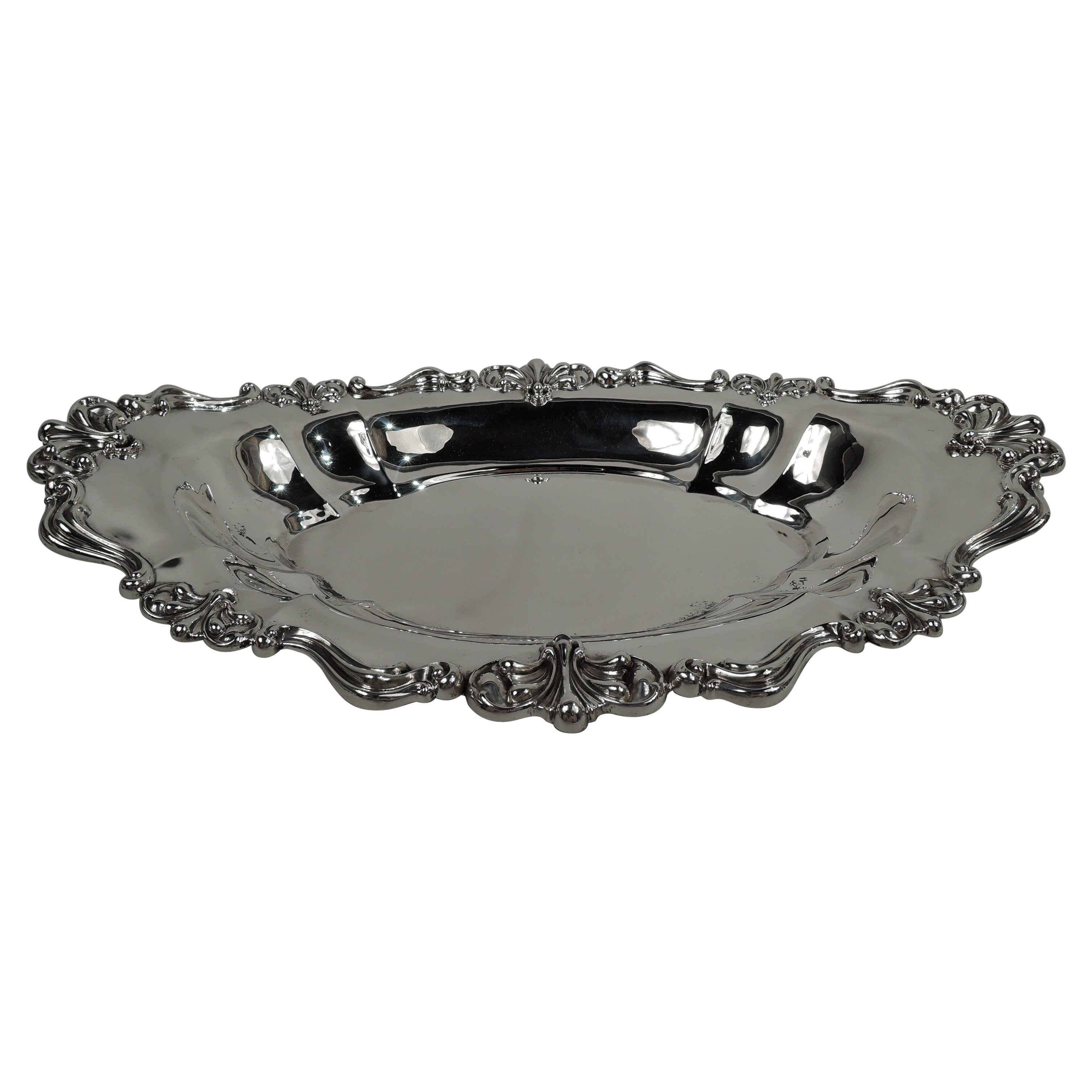 Antique American Edwardian Classical Sterling Silver Bread Tray For Sale