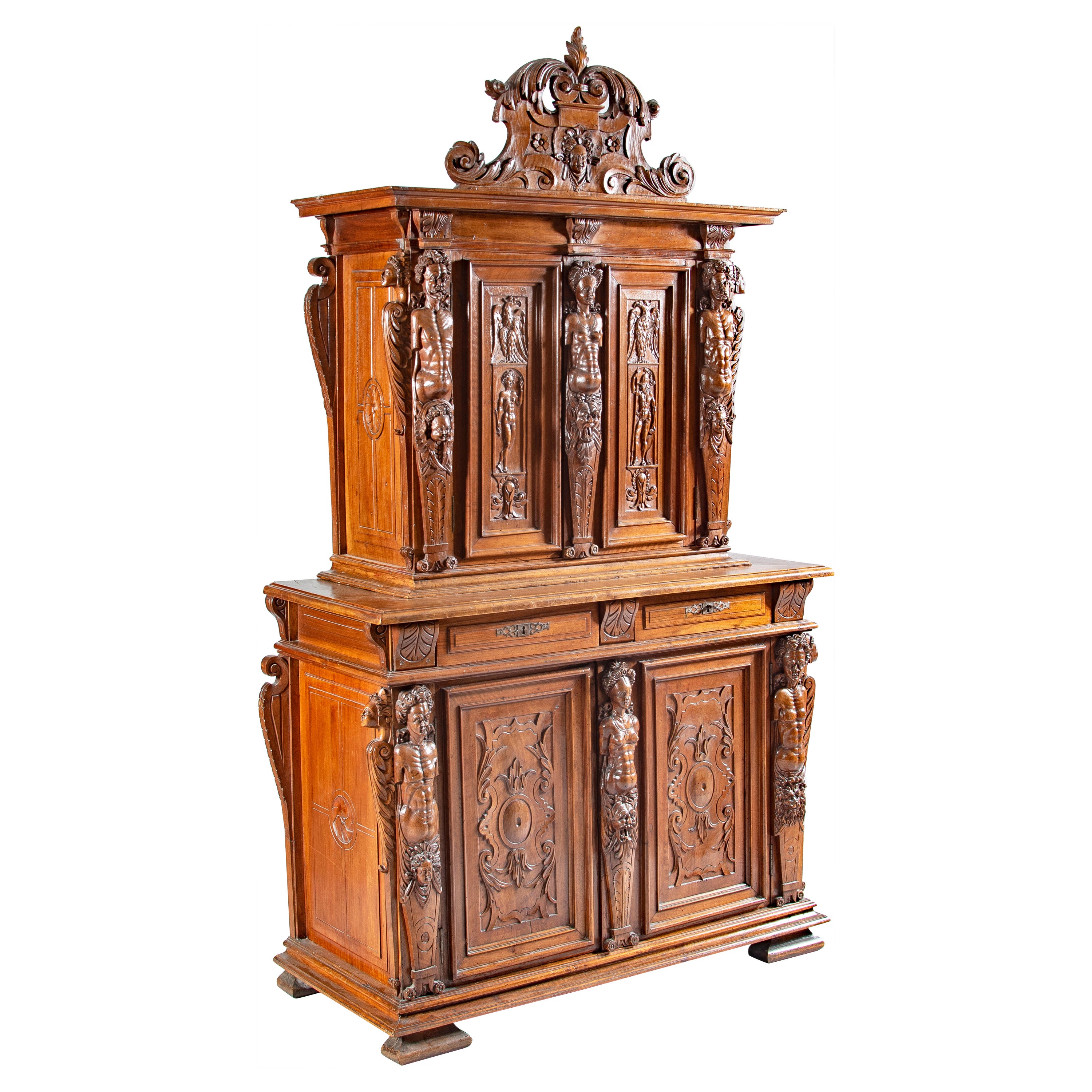 Exceptional Renaissance Cabinet of Bellifontaine Inspiration For Sale