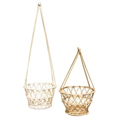 Pair of Rare 1960s Russell Woodard Fibreglass Hanging Plant Holder Basket