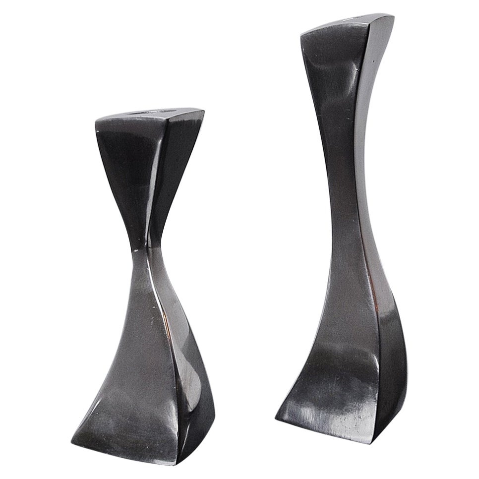 Pair of Swan Candlesticks by Matthew Hilton, England, 1980 For Sale