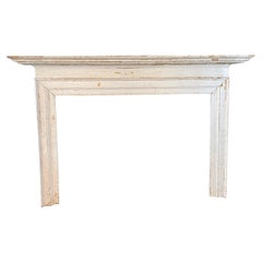 Painted White Distressed Antique Fireplace Mantel with Detailed Mouldings