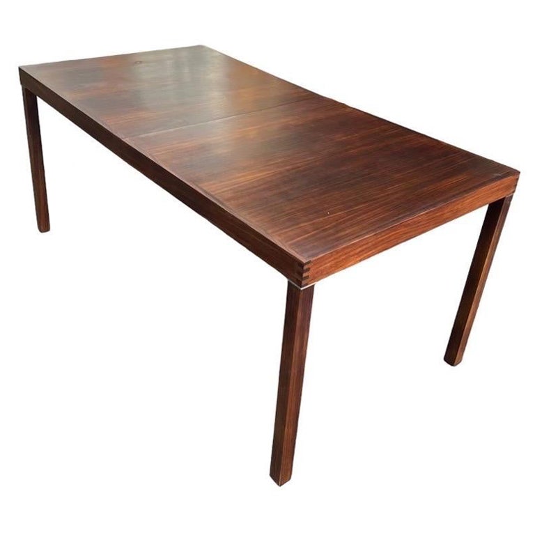 Vintage Danish Mid-Century Modern Rosewood Dining Table with Extension Leaf For Sale