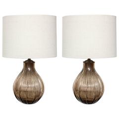 Petite Pair of Murano Glass Lamps