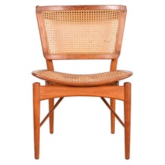 Vintage Finn Juhl for Baker Furniture Teak and Cane Side Chair, 1950s