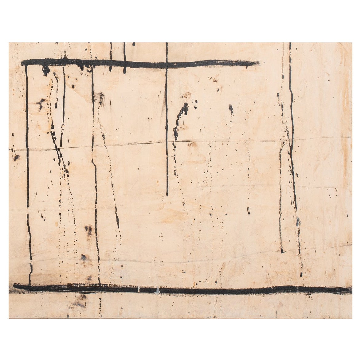 Antoni Tapies Manner Abstract Acrylic on Canvas For Sale