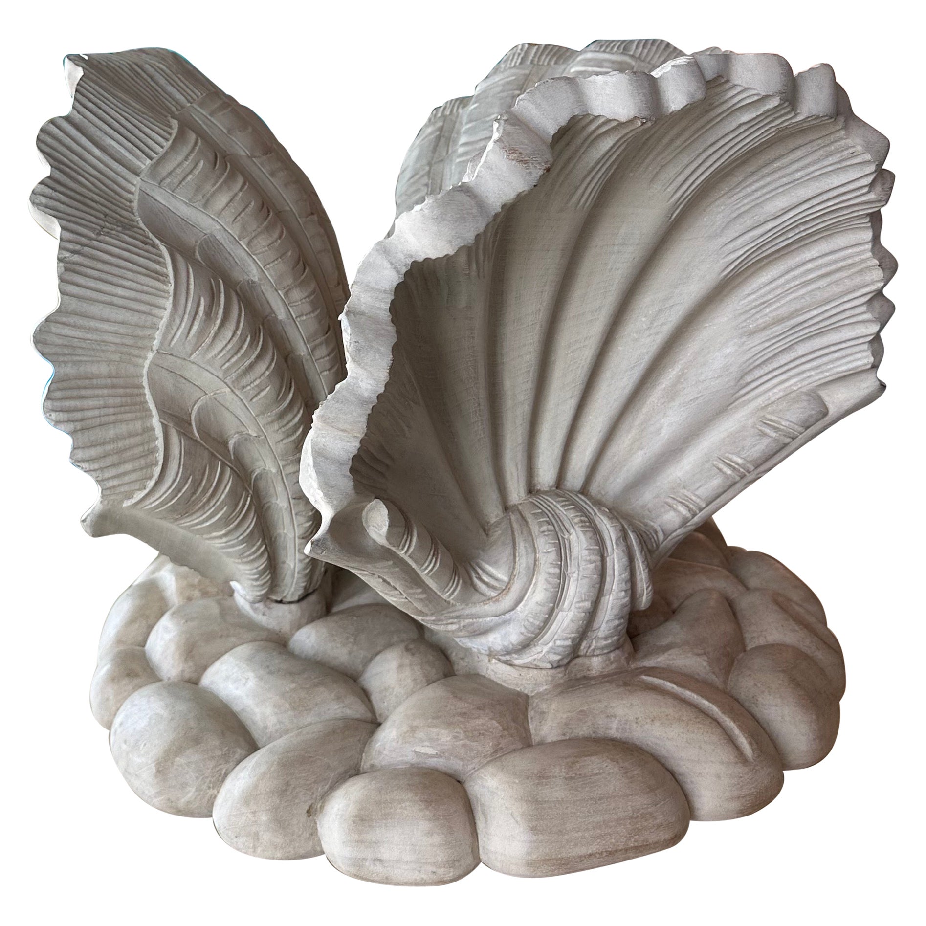 Italian Wood Scalloped Seashell Shell Coffee Cocktail Table Serge Roche Style in vendita