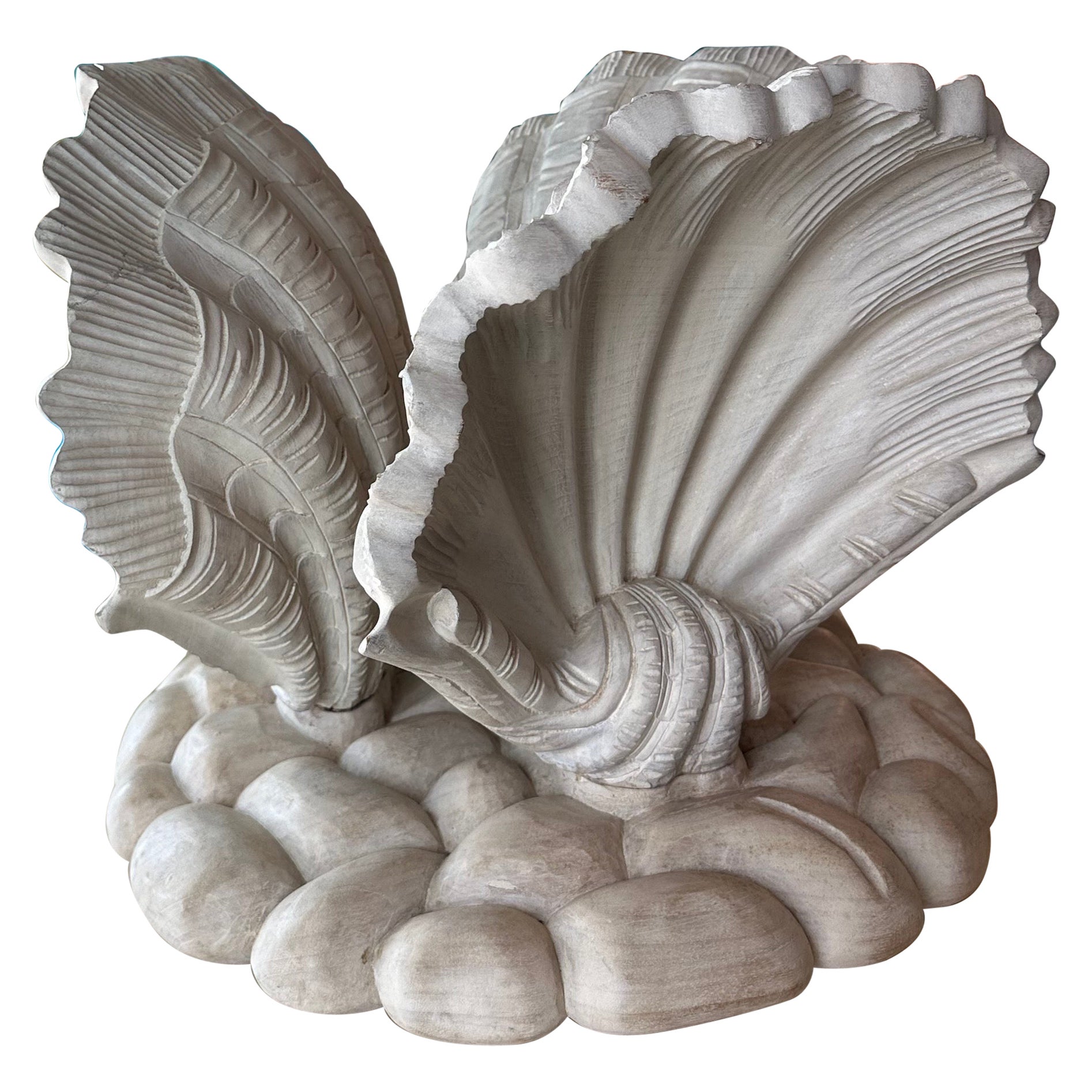  Italian Wood Scalloped Seashell Shell Coffee Cocktail Table Serge Roche Style For Sale