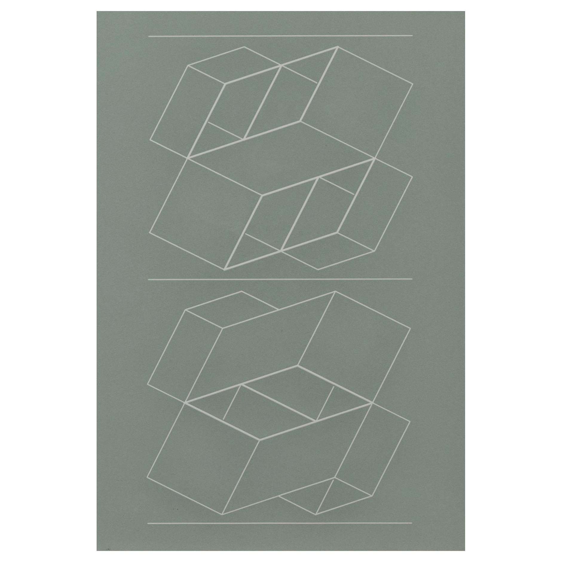 Josef Albers aus der Serie White Embossings on Gray, Druck VI im Angebot