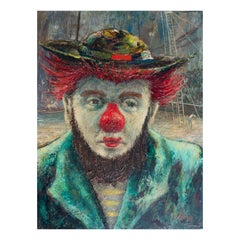 Portrait Painting of Circus Clown, 1950