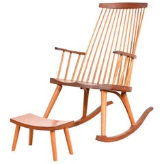 Thomas Moser Shaker Studio Crafted Cherry and Ash Rocking Chair with Footstool