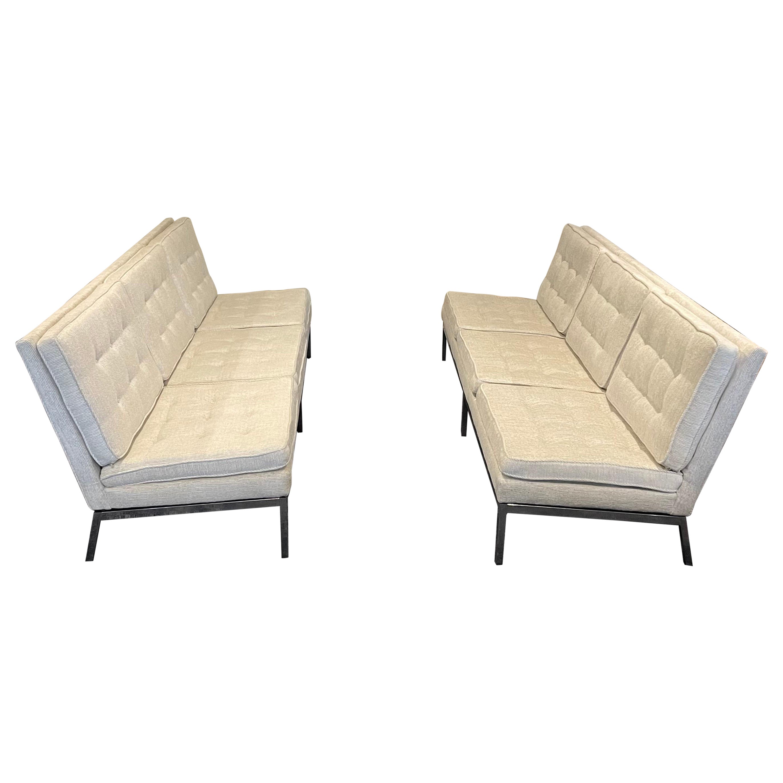 1960s Mid-Century Modern Florence Knoll Slipper Sofas- a Pair For Sale