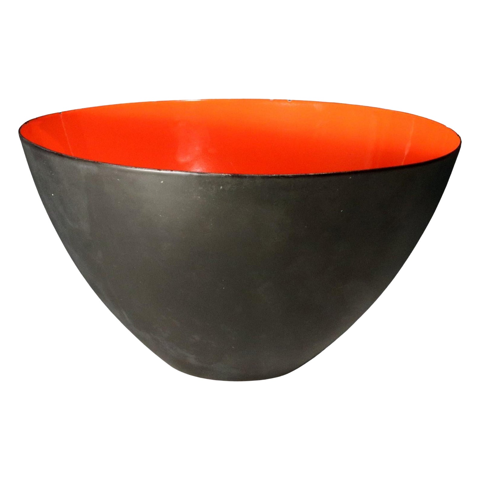 Bol Kranit moderniste en acier noir et émail rouge, par Herbert Krenchel