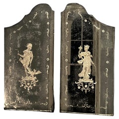 Pair or Set Acid Etched Mirror Figural Panels Depicting ‘America ‘and ‘Europa’