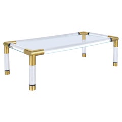 Retro Italian Modernist Brass and Lucite Coffee Table
